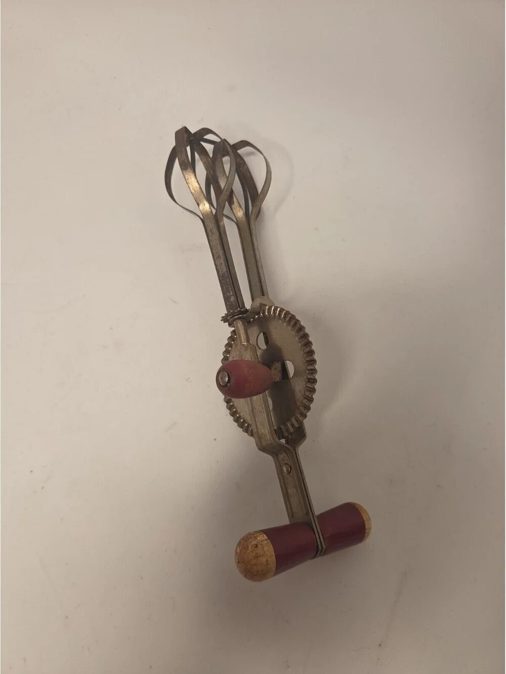 Vintage RED A&J High Speed Super Center Drive Egg Beater Hand Crank Whip Mixer
